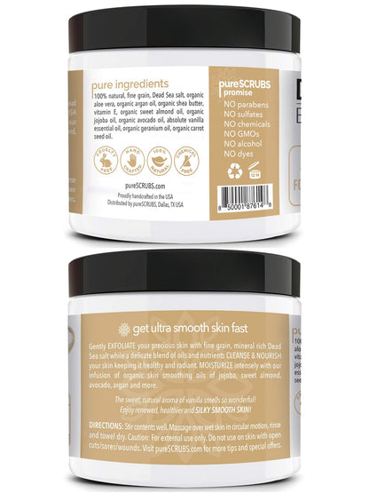 PureSCRUBS Premium Vanilla Body Scrub Set – 16oz Dead Sea Salt Exfoliant with Essential Oils