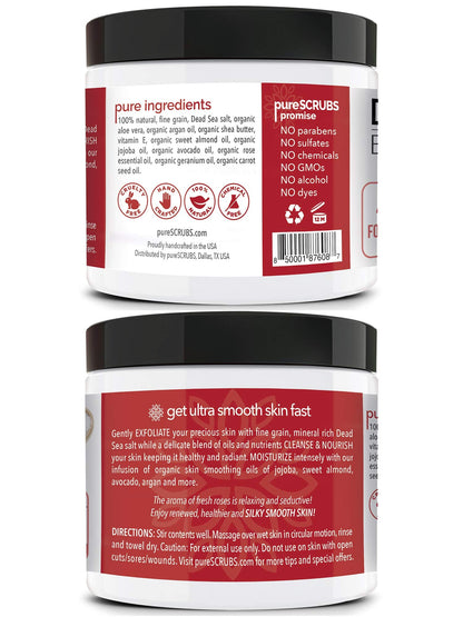 PureSCRUBS Rose Body Scrub Set – 16oz with Dead Sea Salt & Infused Oils