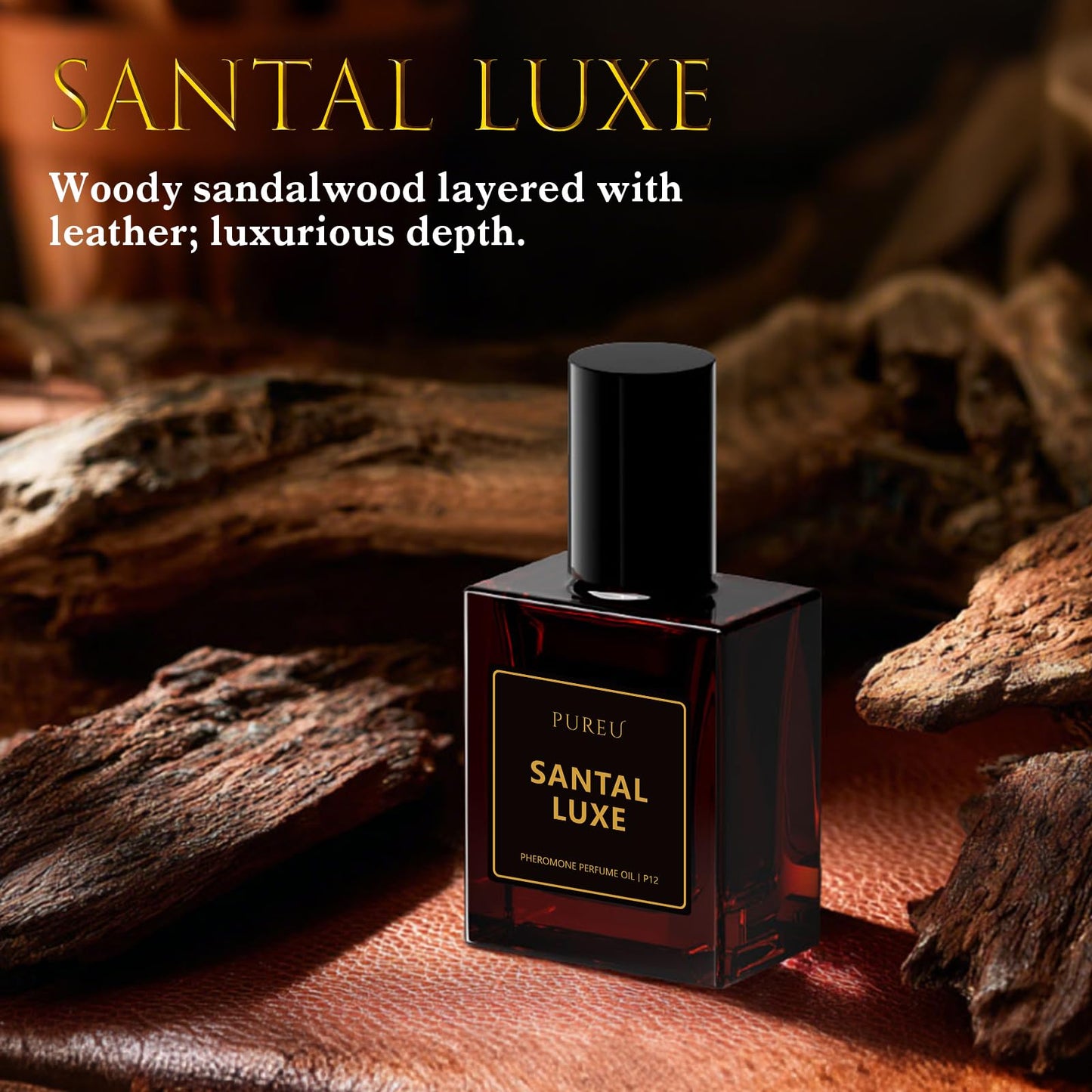 PUREU Pheromones Perfume for Women – Santal Luxe Roll-On, 0.34 fl oz / 10 ml, Made in USA