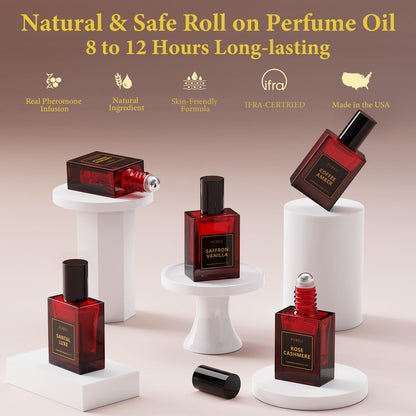 PUREU Roll-On Perfume Oil with Pheromones – Rose Cashmere, 0.34 fl oz (10 ml)