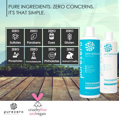 Purezero Anti-Breakage & Thickening Shampoo & Conditioner Set – For Hair Loss & Thinning (24 oz, Vegan, Cruelty-Free, Color Safe)
