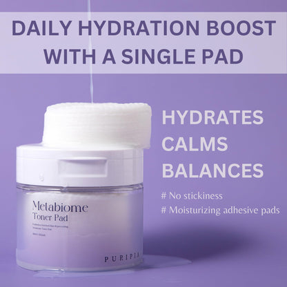 PURIPIA Metabiome Korean Toner Pads – Soothing Exfoliation & Hydration