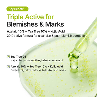 PURITO Azelaic Acid 10% + Kojic Acid + Tea Tree Serum – Acne & Marks (30mL)