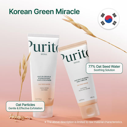 PURITO Oat Velvet Duo – Calming Gel Cream & Exfoliating Polish | Non-Comedogenic Korean Skincare