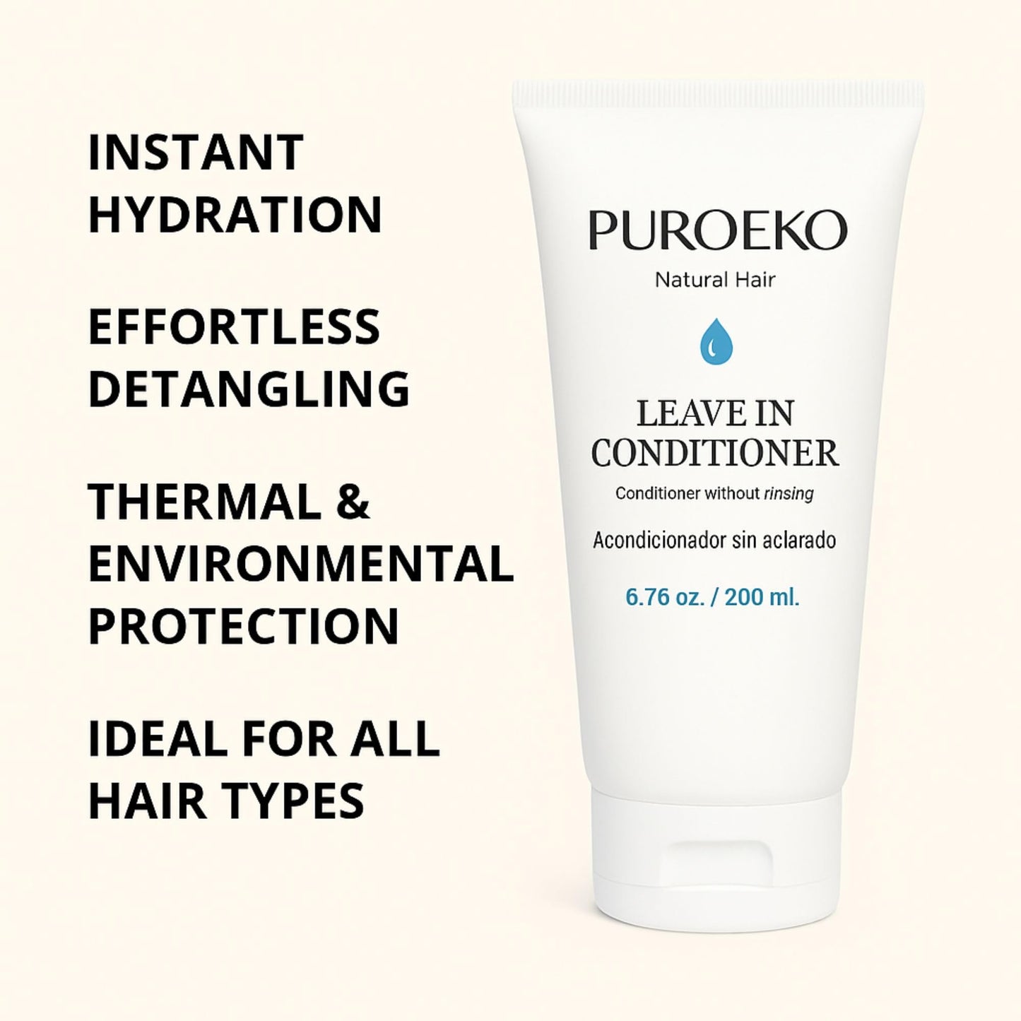 PUROEKO Hydrating & Protective Leave-In Conditioner | Detangles, Heat Protection, Lightweight Formula
