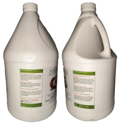 PURÓLEO Fractionated Coconut Oil 128oz (3784 ml) – Odorless Carrier Oil for Skin, Hair & Massage