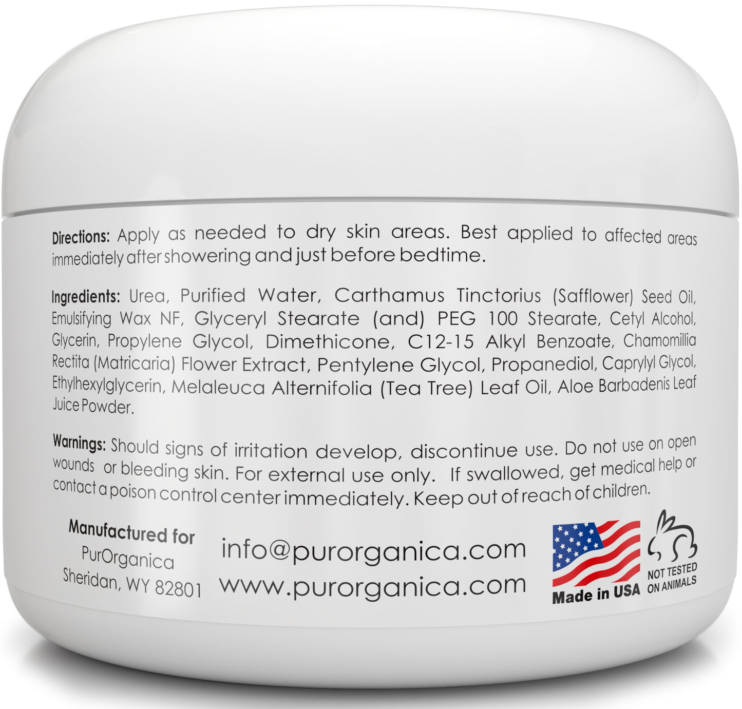 PurOrganica Urea 40% Foot Cream – Intensive Repair for Dry, Cracked Feet (Made in USA)