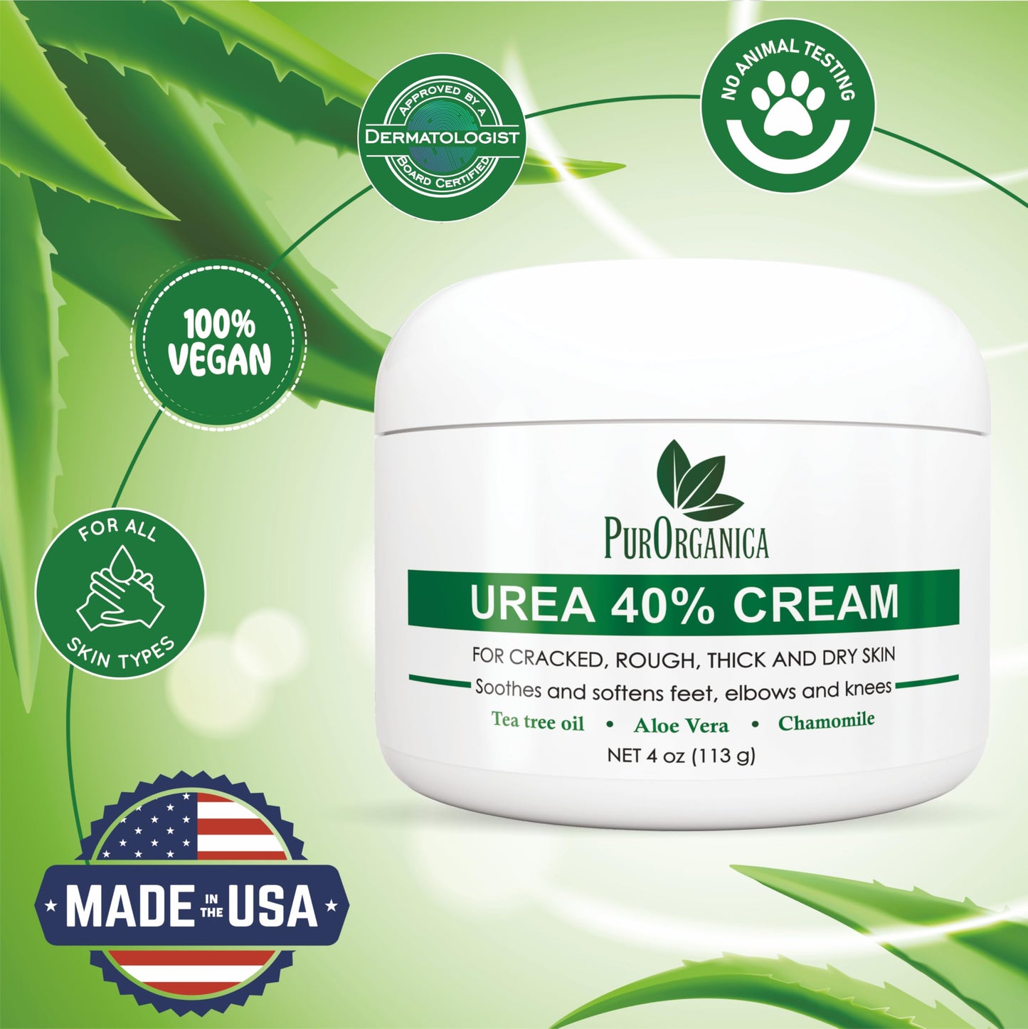 PurOrganica Urea 40% Foot Cream – Intensive Heel Repair | Made in USA