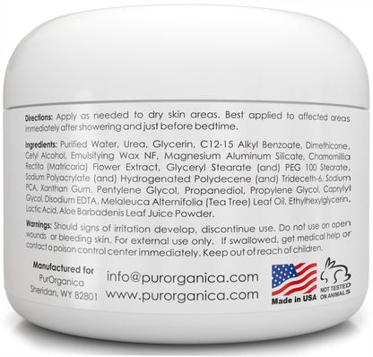 PurOrganica Urea 20% Healing Cream 4 oz – Deep Moisturizing Foot, Hand & Knee Care