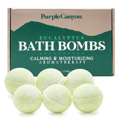 Purple Canyon Eucalyptus Bath Bombs – Energizing Mint & Eucalyptus Gift Set (6)