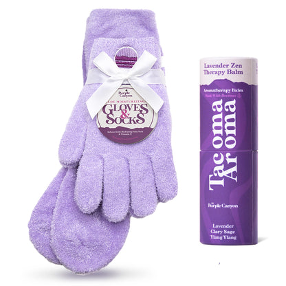 Purple Canyon Fuzzy Socks & Gloves Spa Kit with Aloe Vera & Vitamin E Balm