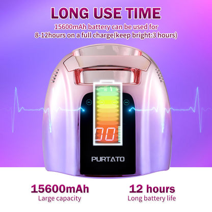 Purtato Professional Rechargeable 96W UV LED Nail Lamp – Cordless, 4 Timers, Smart Sensor, Gradient Purple