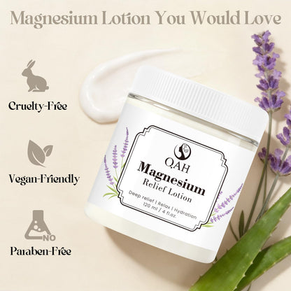 QAH Magnesium Cream for Muscle & Nerve Relief – Lavender & Aloe Vera, Fast Absorbing