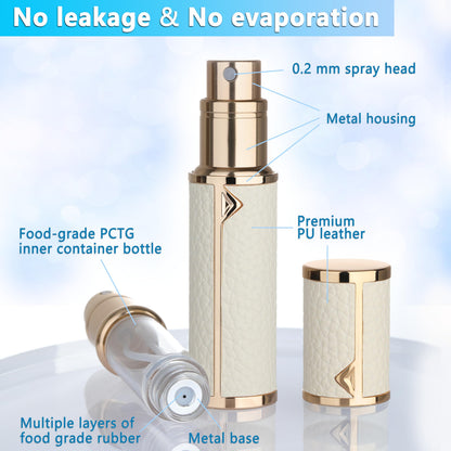 Qavhun 5ml Refillable Travel Perfume Atomizer — Ultra-Fine Spray, Leak-Proof, White