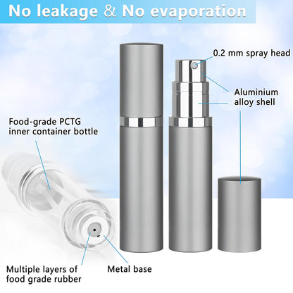 Qavhun 5ml Refillable Perfume Atomizer – Leakproof Travel Bottle Gray