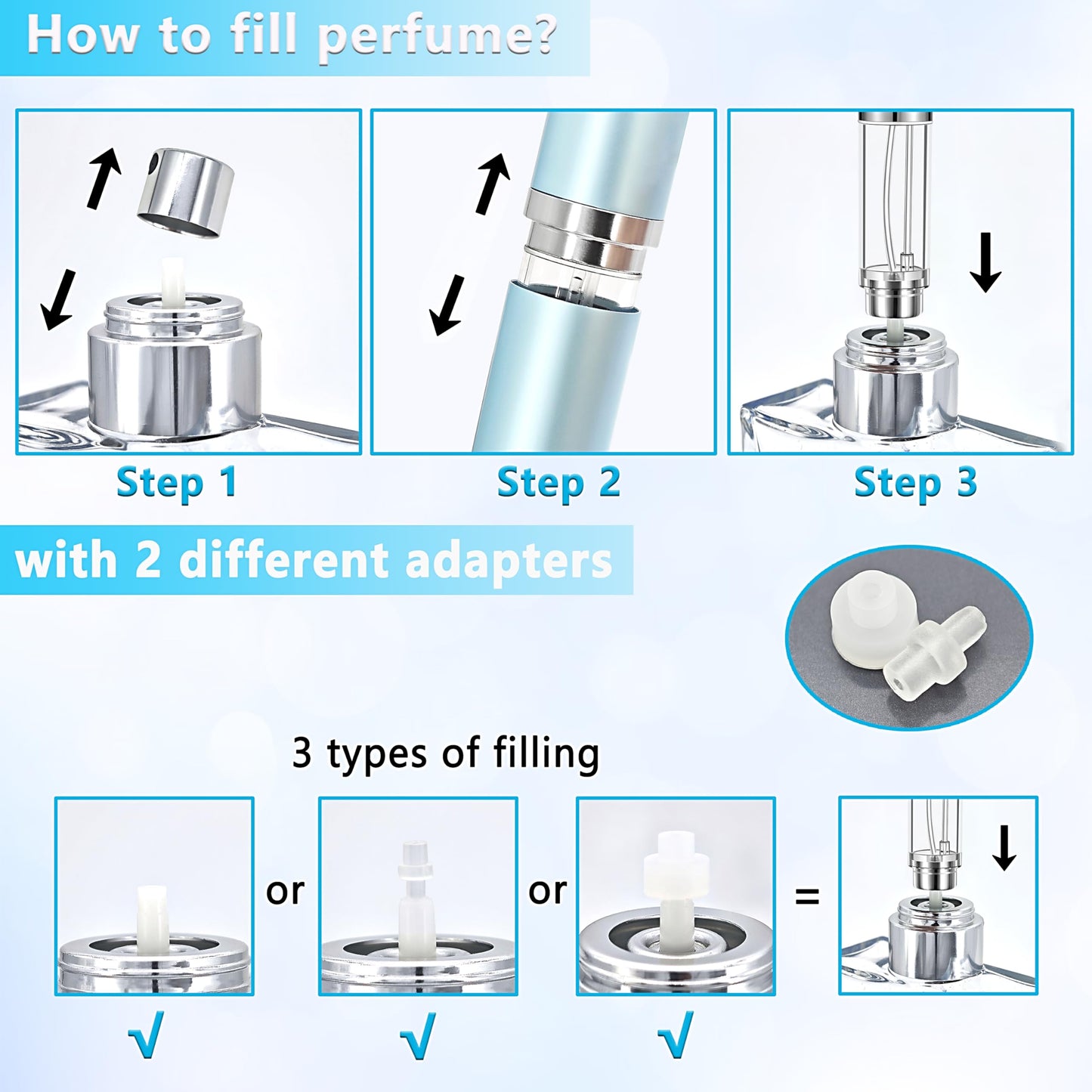 Qavhun 5ml Refillable Perfume Atomizer – Leakproof Travel Bottle Gray