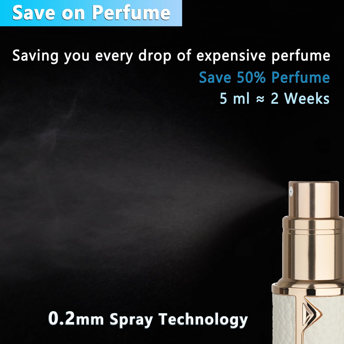Qavhun 5ml Refillable Travel Perfume Atomizer — Ultra-Fine Spray, Leak-Proof, White