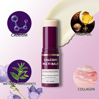 Qawnfy Calcium Multi Balm: Wrinkle Core Stick, Korean Collagen Moisturizing, 9g