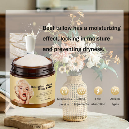 Qawnfy Whipped Beef Tallow & Honey Balm — Grass-Fed Tallow Moisturizer (3.5oz)