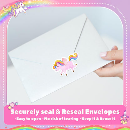 Qeeenar Unicorn Stickers Roll – 500 Pcs, Watercolor Designs, Rewards & Crafts