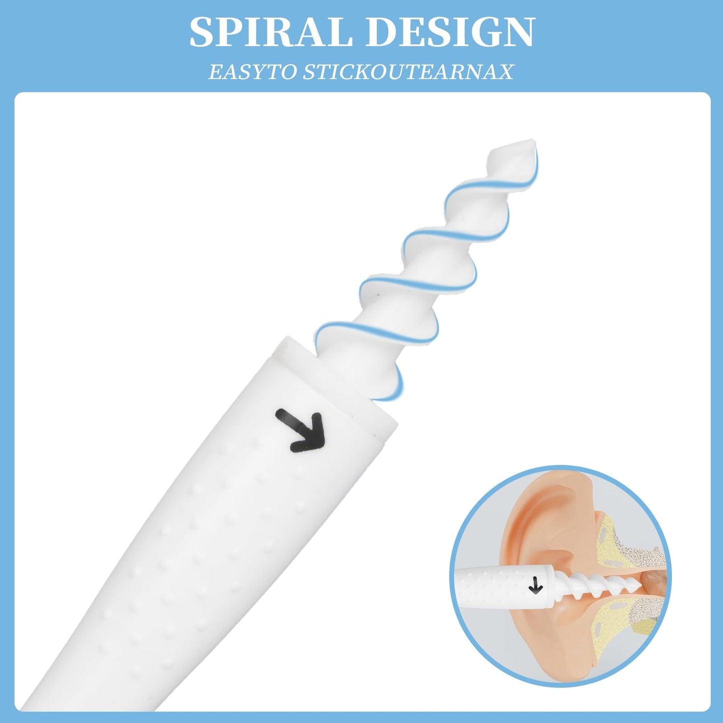 QGrips Spiral Ear Wax Removal Tool Kit with 16 Replaceable Flexible Tips, Reusable Safe Ear Cleaner