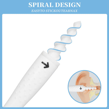 QGrips Spiral Ear Wax Removal Tool Kit with 16 Replaceable Flexible Tips, Reusable Safe Ear Cleaner