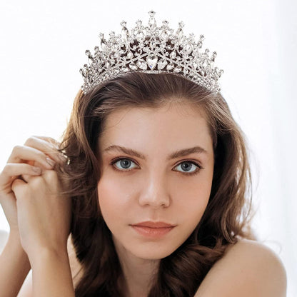 QIAIYALA Tiara with Comb – Silver Rhinestones Crown for Wedding, Prom, Cosplay