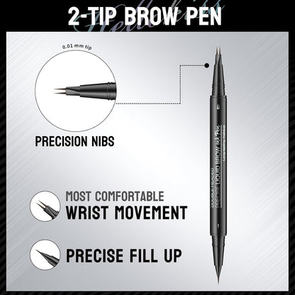 QIC Microblading Eyebrow Pencil – 2-in-1 Dual-Ended Brow Pen with Brush | Waterproof & Long-Lasting