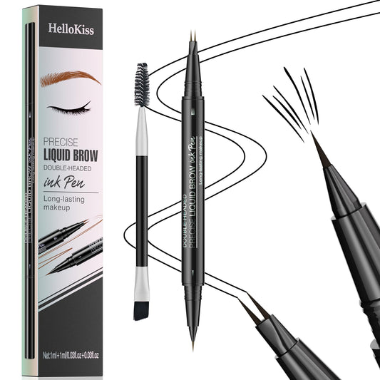 QIC Microblading Eyebrow Pencil – 2-in-1 Dual-Ended Brow Pen with Brush | Waterproof & Long-Lasting