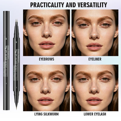 QIC Microblading Eyebrow Pencil – 2-in-1 Dual-Ended Brow Pen with Brush | Waterproof & Long-Lasting