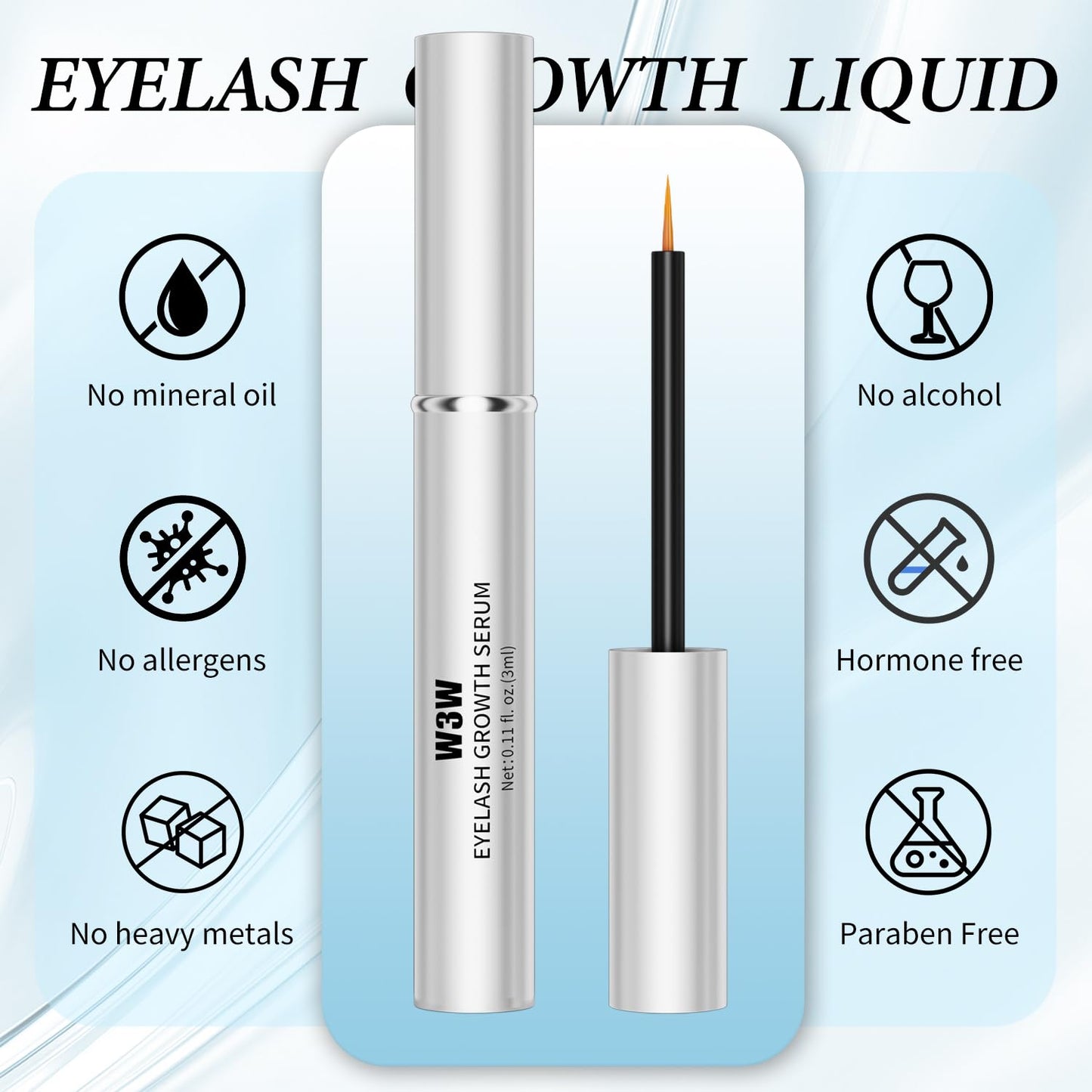 QIC W3W Eyelash Growth Serum – Caffeine & Peptides (3ml)
