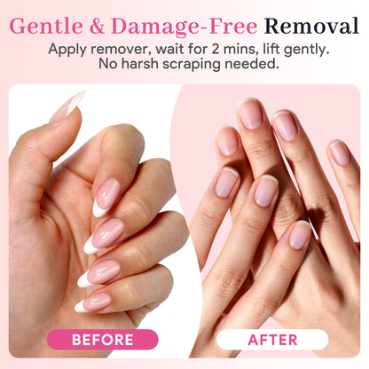 QIEK No-Lamp Nail Glue & Remover Set – Quick-Dry 10ml, Up to 28 Days Hold, 10g Remover