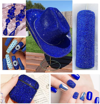 qiipii 3-Color Blue AB Jelly Resin Rhinestones (2–6mm) with B7000 Glue