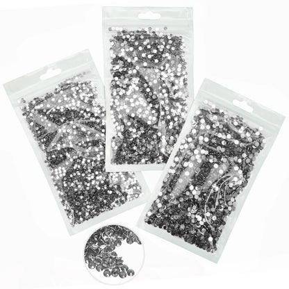 qiipii 16000Pcs Dark Gray Resin Rhinestones - 3mm 4mm 5mm Flatback Gems for Nails & DIY Crafts