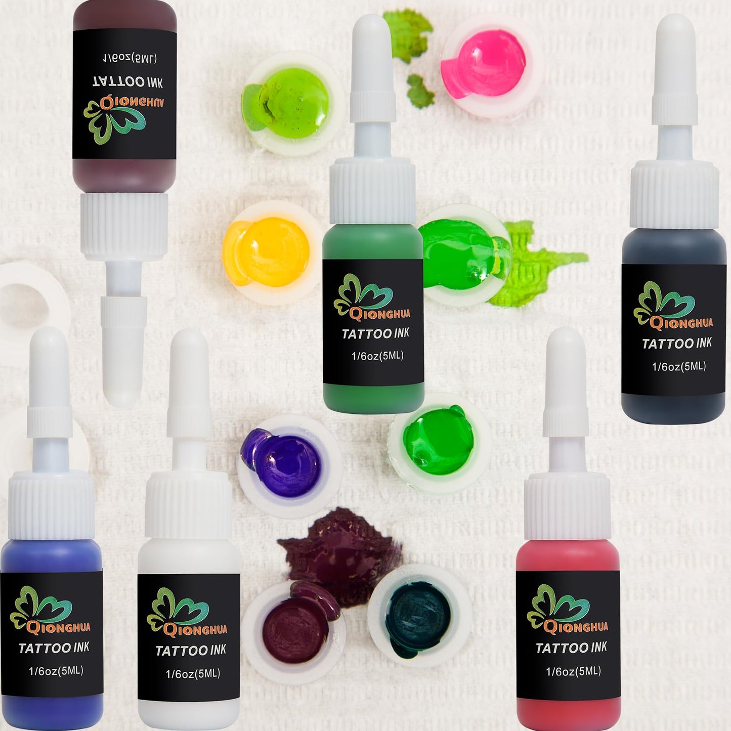 QIONGHUA Tattoo Ink Set - 14 Colors, 5ml Bottles | Professional Tattoo Kit