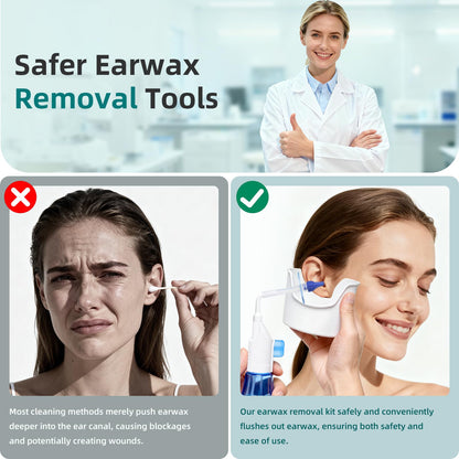 QISXROVY Self-Operated Ear Wax Removal Kit with LED Otoscope – Home Ear Cleaning (Blue Box)