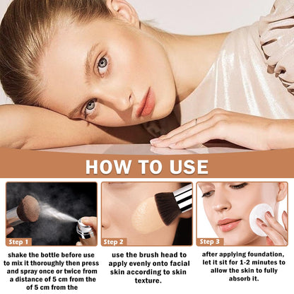 QIUFSSE Airbrush Foundation Spray — Full Coverage, Long-Lasting, Waterproof for Mature Skin (Natural / Warm Porcelain)