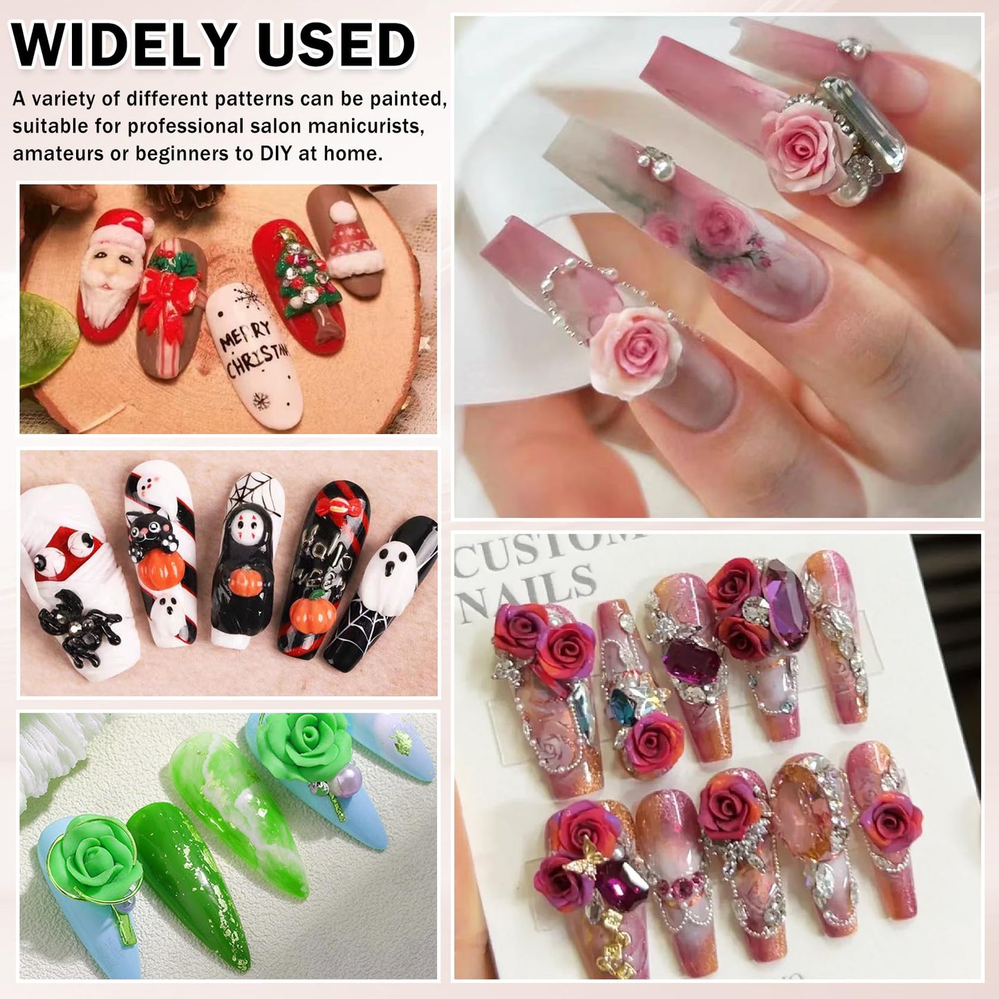 QIUFSSE 3D Nail Gel Sculpting Gel – 12 Colors & Carved Painting Pen Nail Art Kit (Soak Off UV/LED)