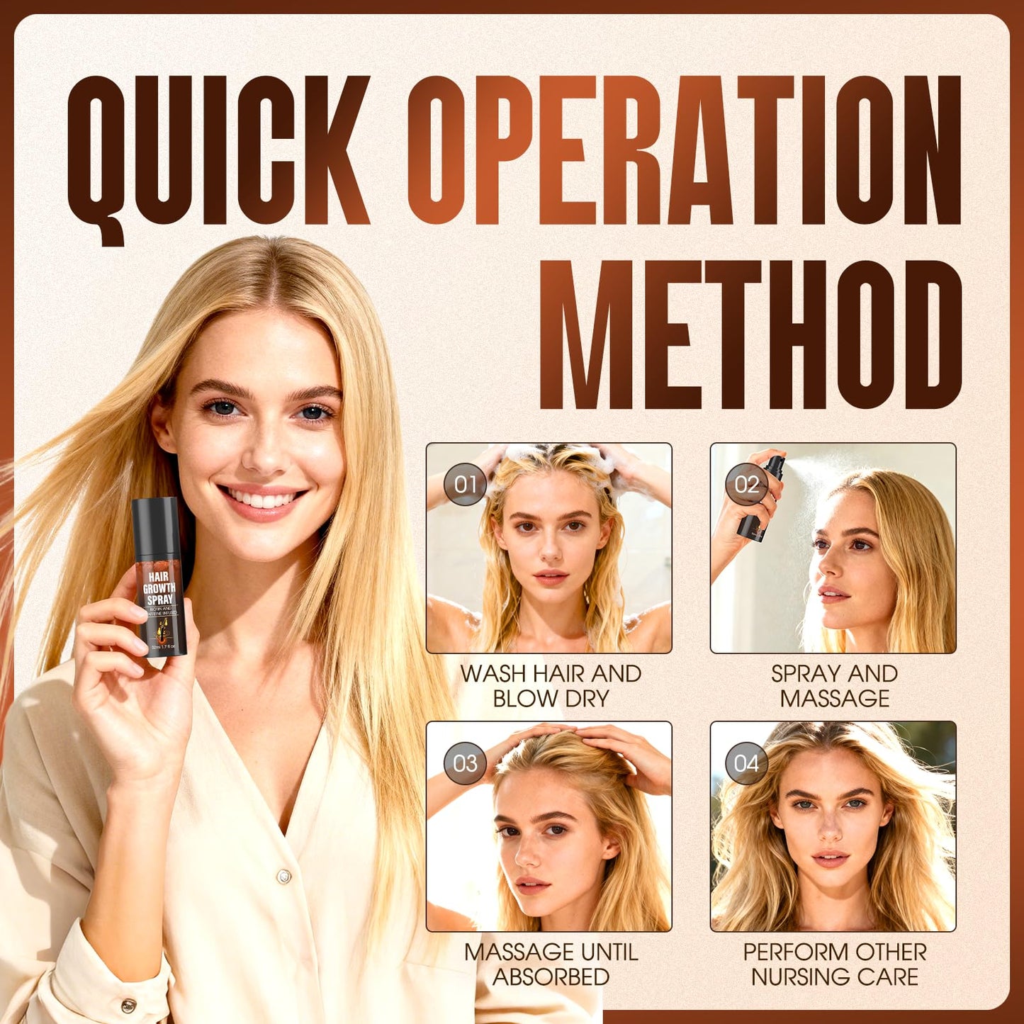 Qiyvipo Hair Growth Spray & Oil Spray – Biotin, Ginger, He Shou Wu, Castor Oil – 50ml