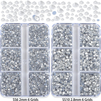 QOGIR 10000 Pieces Mixed Size Clear Hotfix Rhinestones – 4 Boxes with Tweezers & Picking Pen