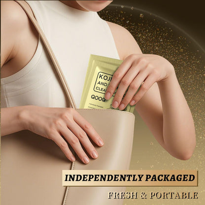 QOOQ Turmeric Kojic Acid Cleansing Pads – Individually Sealed Travel-Size (20 Pads) | Gentle Brightening Exfoliator