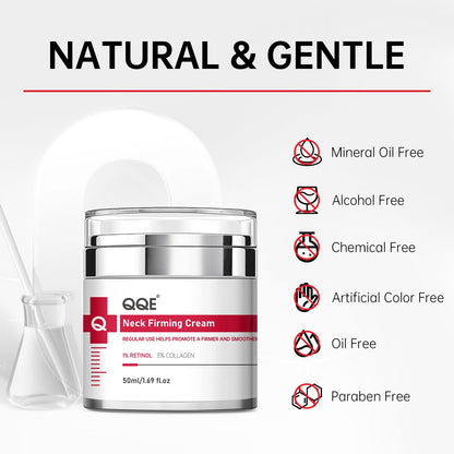 QQE Neck Firming Cream with Retinol, Collagen & Hyaluronic Acid | Instant Lift for Neck, Face & Chest