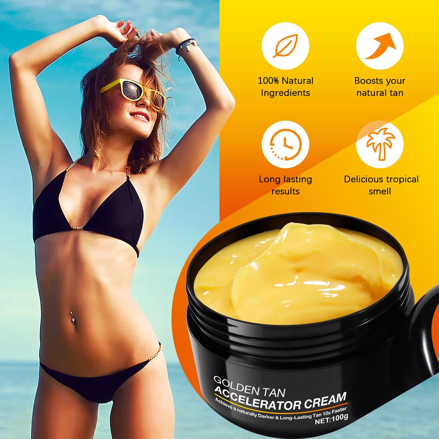 QRZBPZWE Tan Accelerator Cream – Natural Tanning Lotion for Face & Body | Indoor & Outdoor Use (2-Pack)
