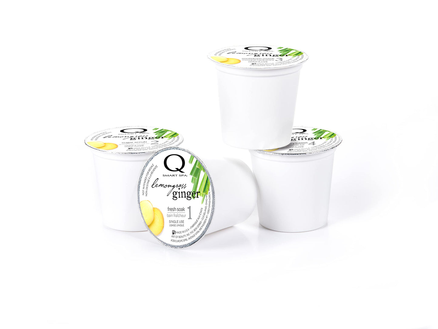 QTICA Perfect Pedicure Set — 4-Step System with Fresh Soak, Sugar Scrub, Moisture Mask & Luxury Lotion (Lemongrass Ginger)
