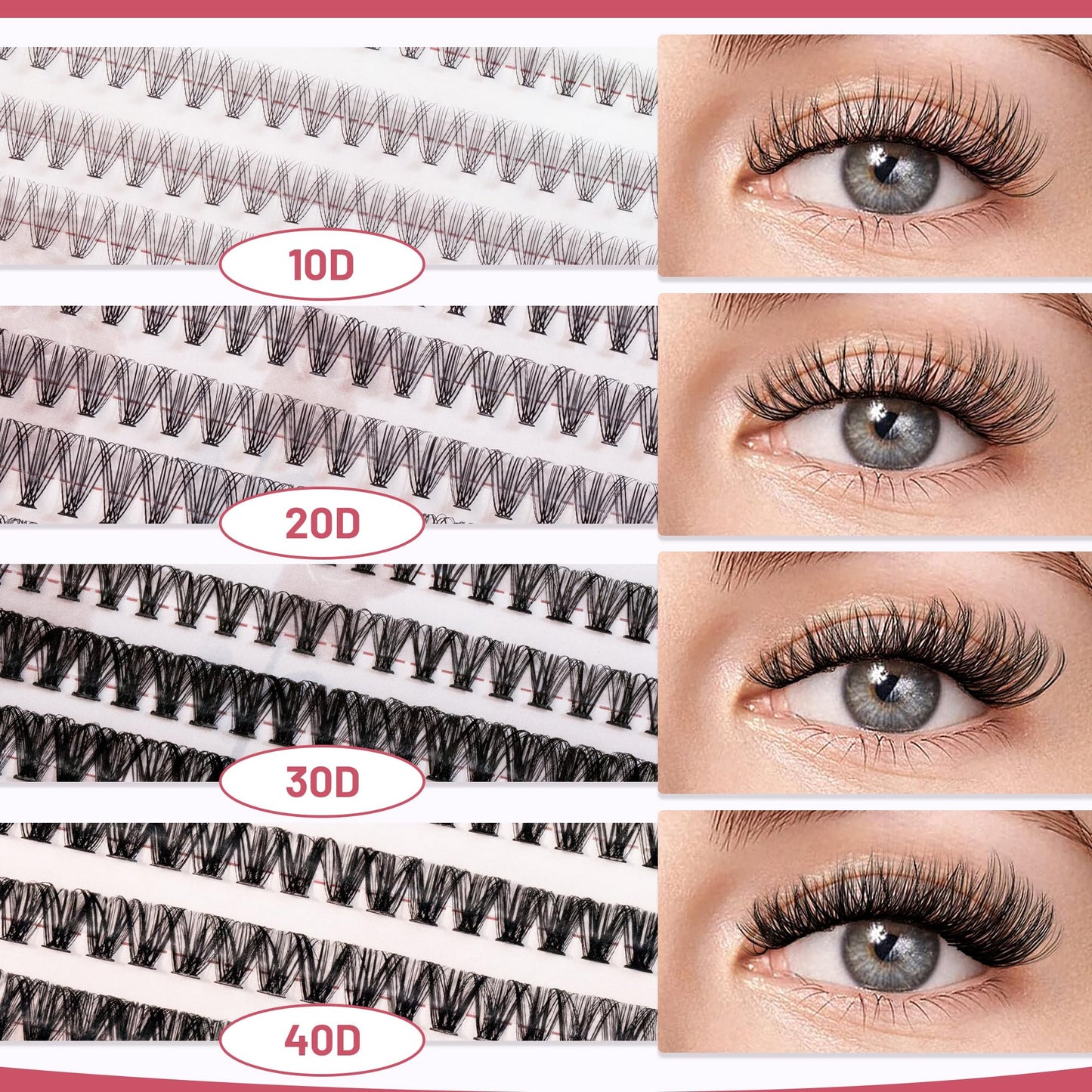 QUAFFLY Valentine's Day Eyelash Gift Set – 8-Style DIY Lash Extension Kit (1896 Pcs, 8–18mm D-Curl)