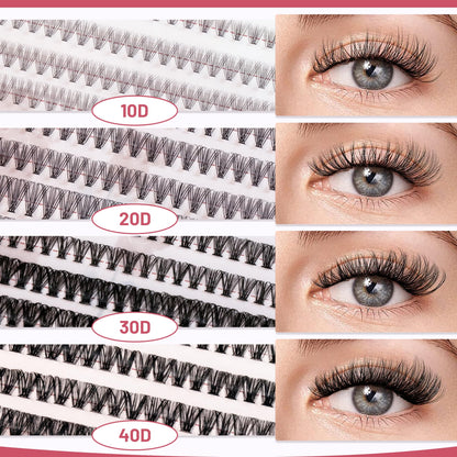 QUAFFLY Valentine's Day Eyelash Gift Set – 8-Style DIY Lash Extension Kit (1896 Pcs, 8–18mm D-Curl)