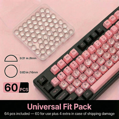 Quafochi 60pcs Keyboard Stickers for Long Nails – Clear Glass Bubbles, No-Residue, Universal Fit