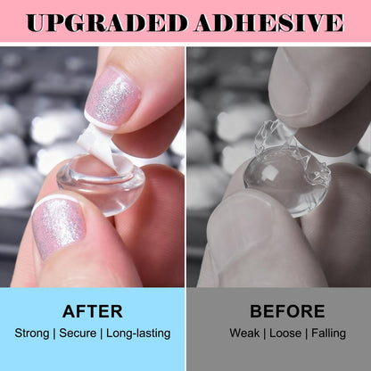 Quafochi 60pcs Keyboard Stickers for Long Nails – Clear Glass Bubbles, No-Residue, Universal Fit