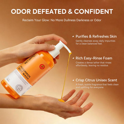 QualiLife Persimmon Body Wash – Natural Odor Neutralizer with Hydrating Cleanse