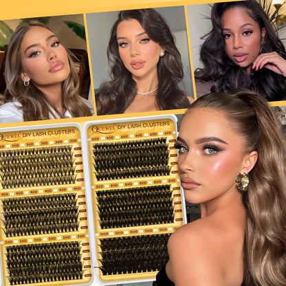 QUEWEL 580PCS Eyelash Clusters — 30D to 100D Wispy Lashes for DIY Extensions (Reusable)